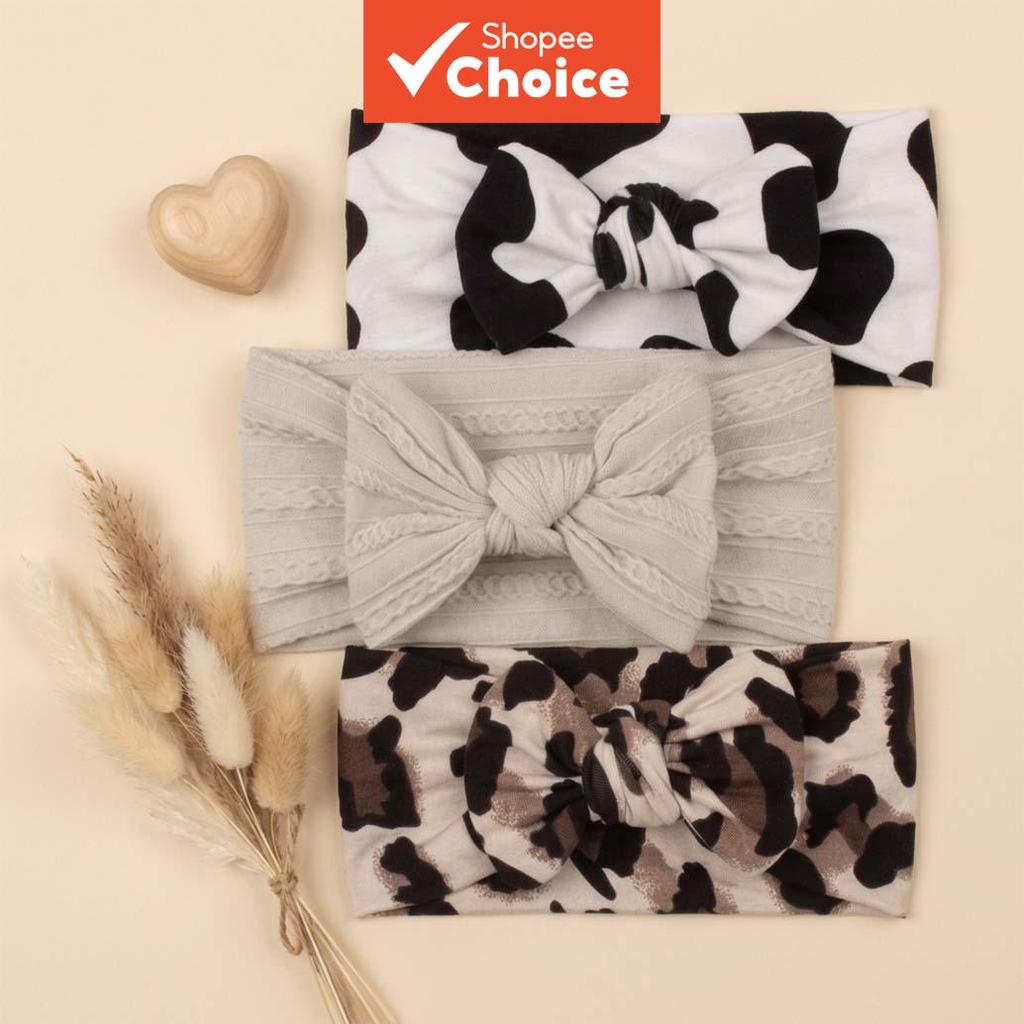 Bebê Laço Arco Largo Bandana Vaca Leopardo Impressão De Alta Elasticidade Macio Headwrap Para Recém-Nascido Photoshoot