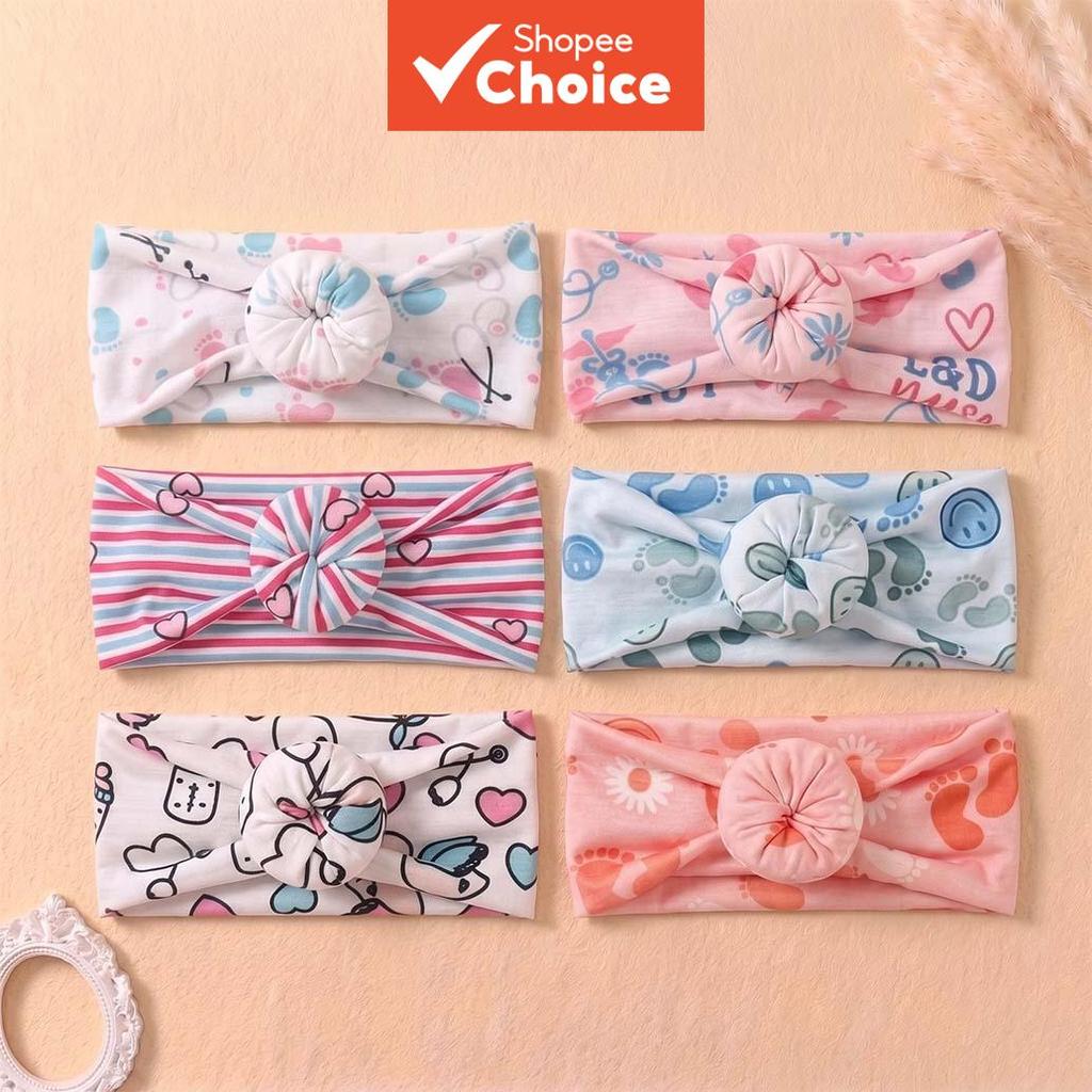 Bebê Headwrap 6 Peças De Alta Elasticidade Com Estampa De Desenho Animado Turbante Faixa De Cabeça Para Meninas Uso Diár