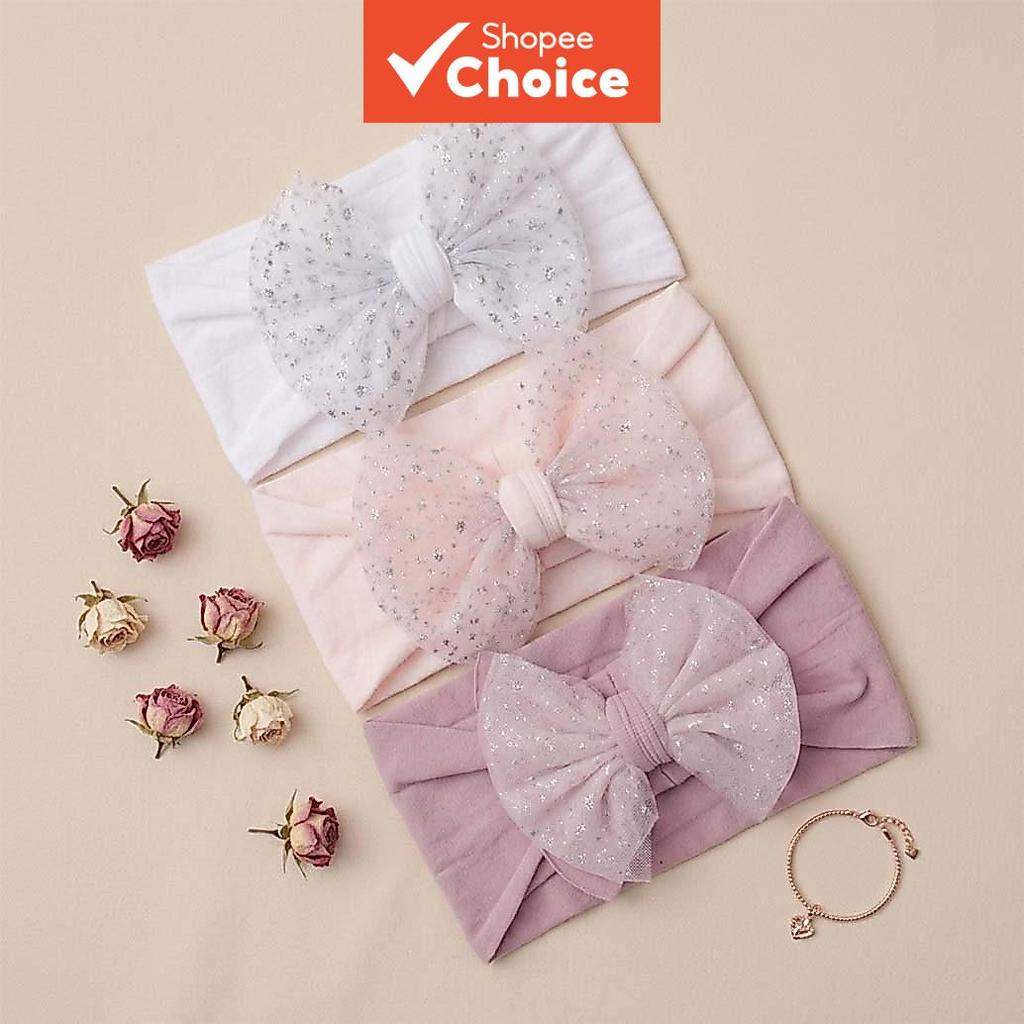 Prata Estrela Malha Grande Arco Bebê Menina Bandana Macio Estiramento Recém-Nascido Headwrap Princesa Foto Prop