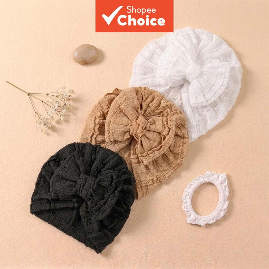 Bebê Texturizado Dobrado Arco Turbante Chapéu Recém-Nascido Estiramento Fetal Boné Respirável Headwrap Para Meninas