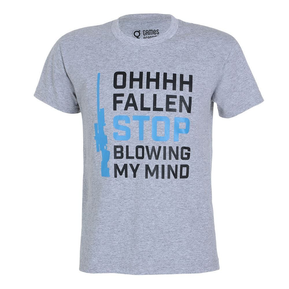 Camiseta Infantil Cinza Fallen Stop Blowing My Mind Kids Gamer Unissex Casual Oficial Fallen Store