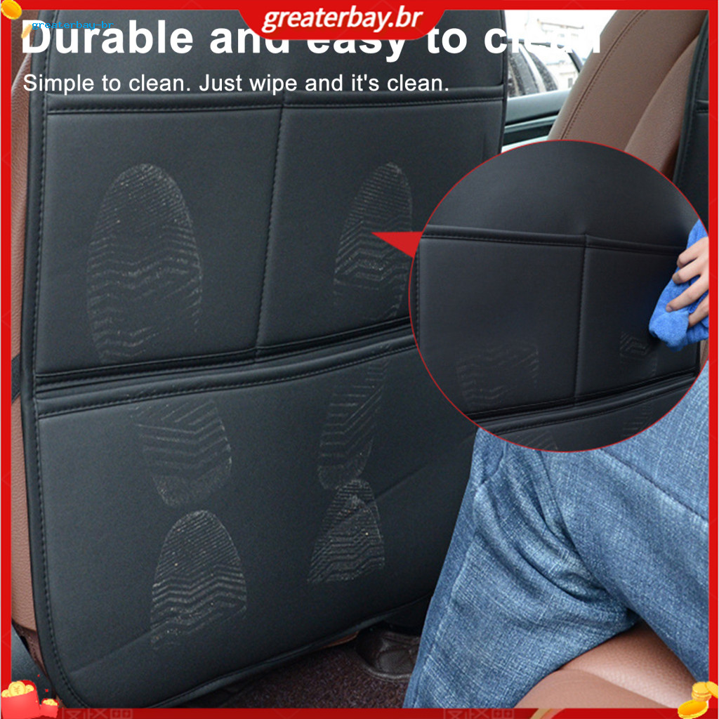 1 or 2 Pcs Car Back Seat Protector Waterproof Faux Leather Kick Mat with Storage Pockets Front Organizer Durable Automot