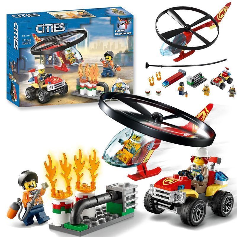 Compatível Lego City Series Helicóptero de Incêndio Bloco de Construção de Resgate de Alta Aerial Brinquedo Presente par