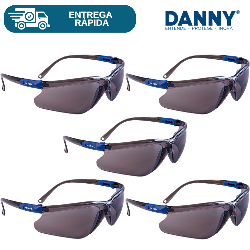 Kit 5 Oculos De Segurança Epi Proteção Aerial Engenheiro Obra CA Proteção Danny Vicsa Antiembaçante