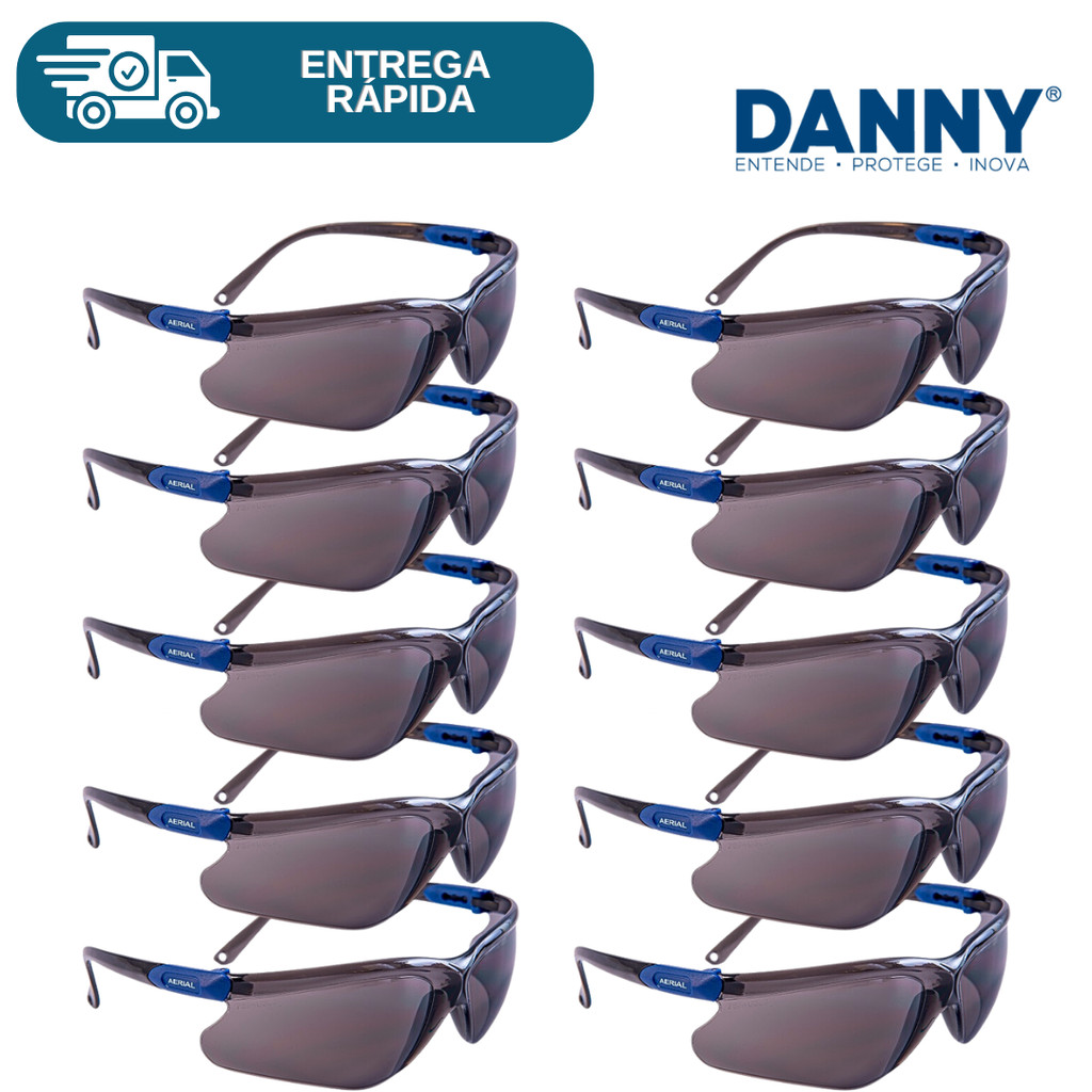 Kit 12 Oculos De Segurança Epi Proteção Aerial Engenheiro Obra CA Proteção Danny Vicsa Antiembaçante