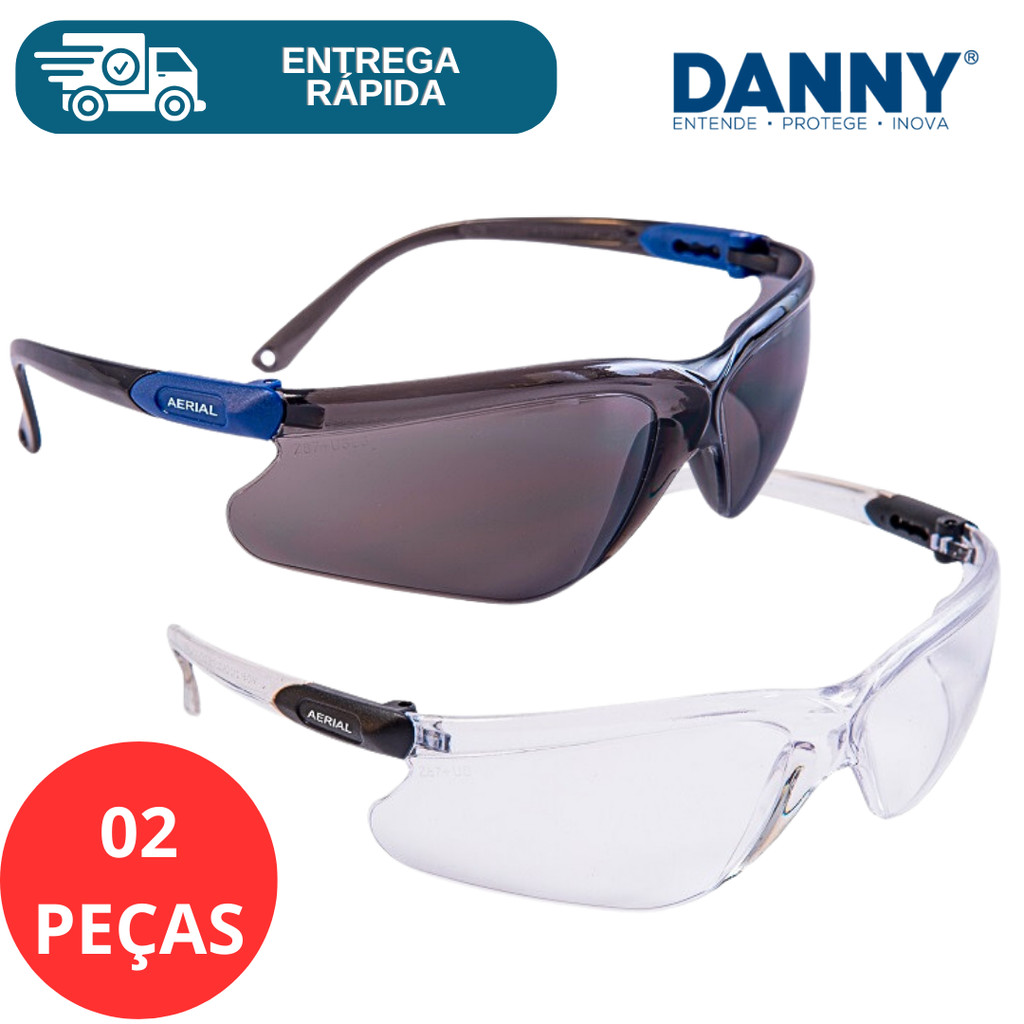 Kit 2 Oculos De Segurança Epi Proteção Aerial Engenheiro Obra CA Proteção Danny Vicsa Antiembaçante