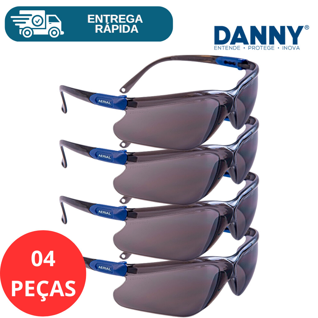 Kit 4 Oculos De Segurança Epi Proteção Aerial Engenheiro Obra CA Proteção Danny Vicsa Antiembaçante