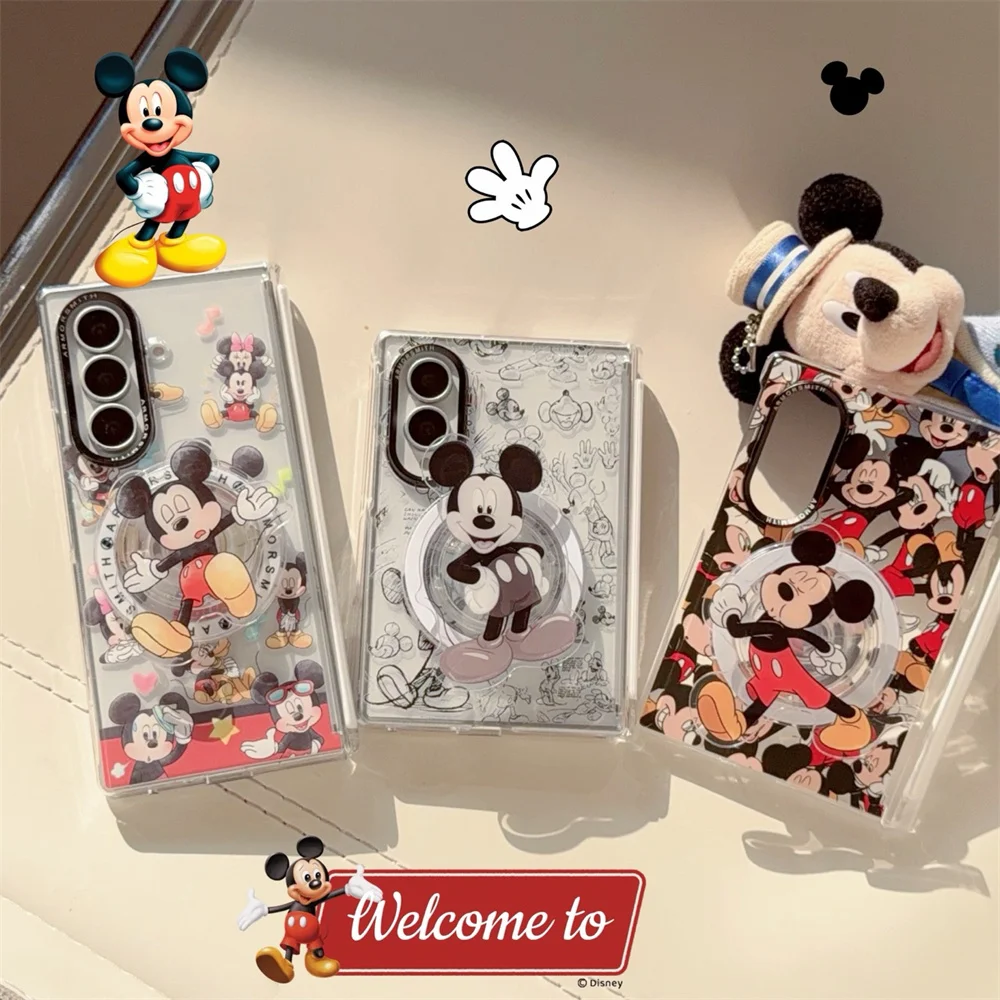 Korean Kawaii mouse Magnetic Phone case for Samsung Galaxy Z Fold 8 Ultra Fold 7 Fold7 Cover With Magsafe Stand Chain pendant