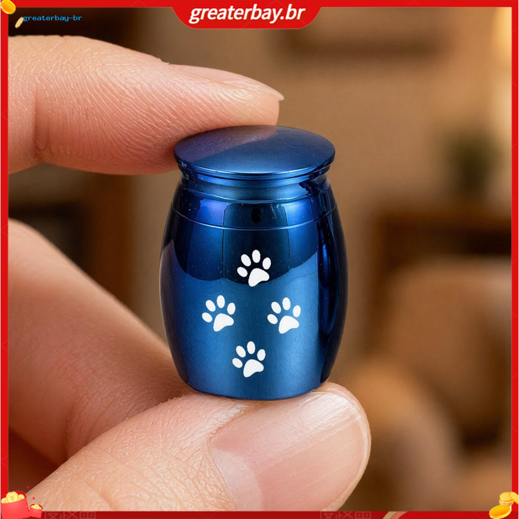 Paw Print Mini Pet Keepsake Urn Waterproof Metal Cremation Ash Box for Dogs Cats Memorial Hair Storage Durable Compact f
