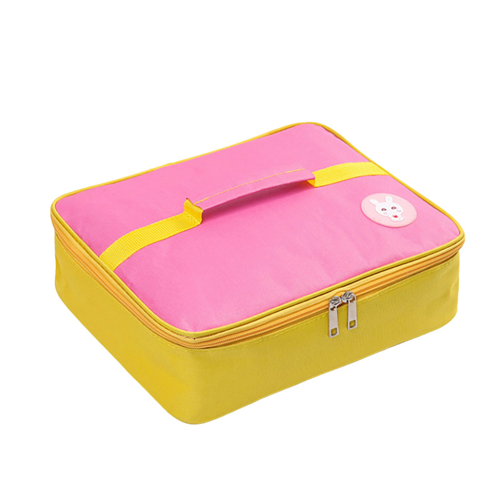 Insulated Lunch Bag for Kids Thermal Meal Tote for School Flat Square – Durable Waterproof Oxford Box with Handles Zip