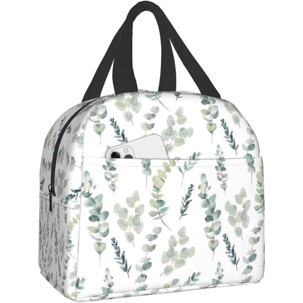 Giwawa Sage Insulated Lunch Bag for Women Green Leaf Reusable Lunch Box Freezable Cooler Thermal Waterproof Tote Bag for