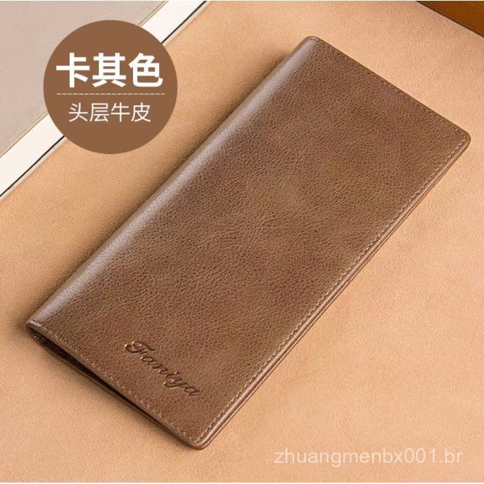 Carteira Masculina Longa Vintage de Alta Qualidade, Ultra Fina, Simples, Porta-Cartões, Bolsa de Mão, Estilo Coreano W4U