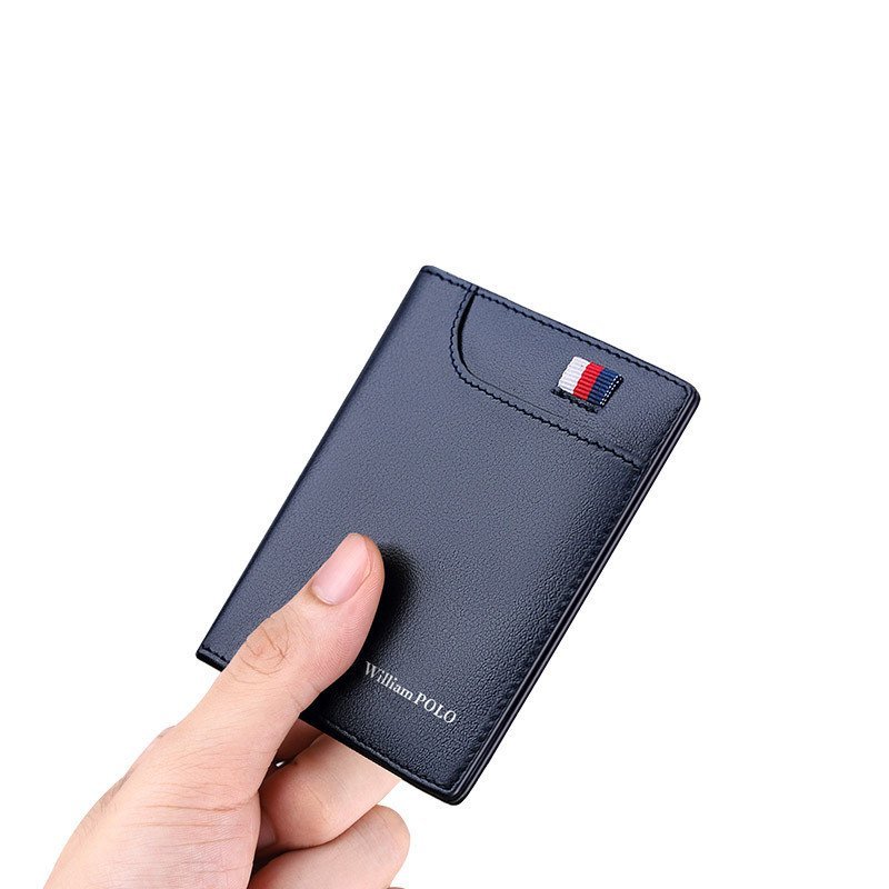 Porta-cartões ultra-fino de couro genuíno para homens, porta-cartões bancários masculino, porta-cartões de couro de prim