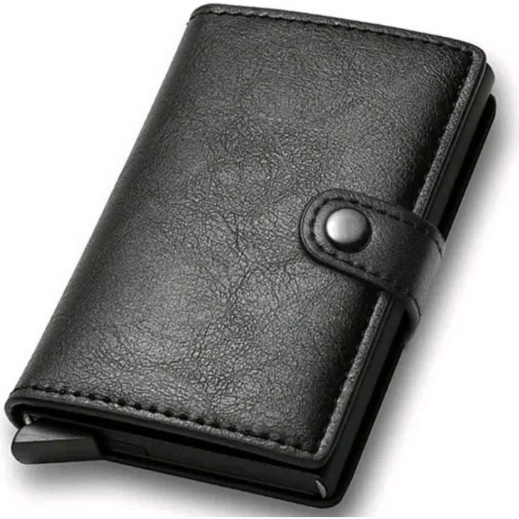 Carteira Masculina Ultra Fina Vertical Pequena Porta Cartão Enjeitado Automática