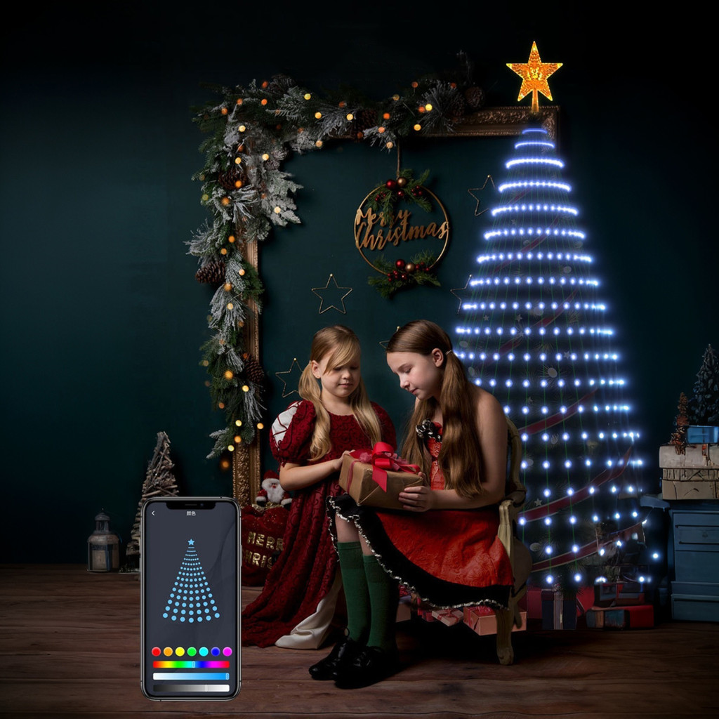 Smart Holiday LED Pixel String Lights Árvore De Natal RGB App Control Star