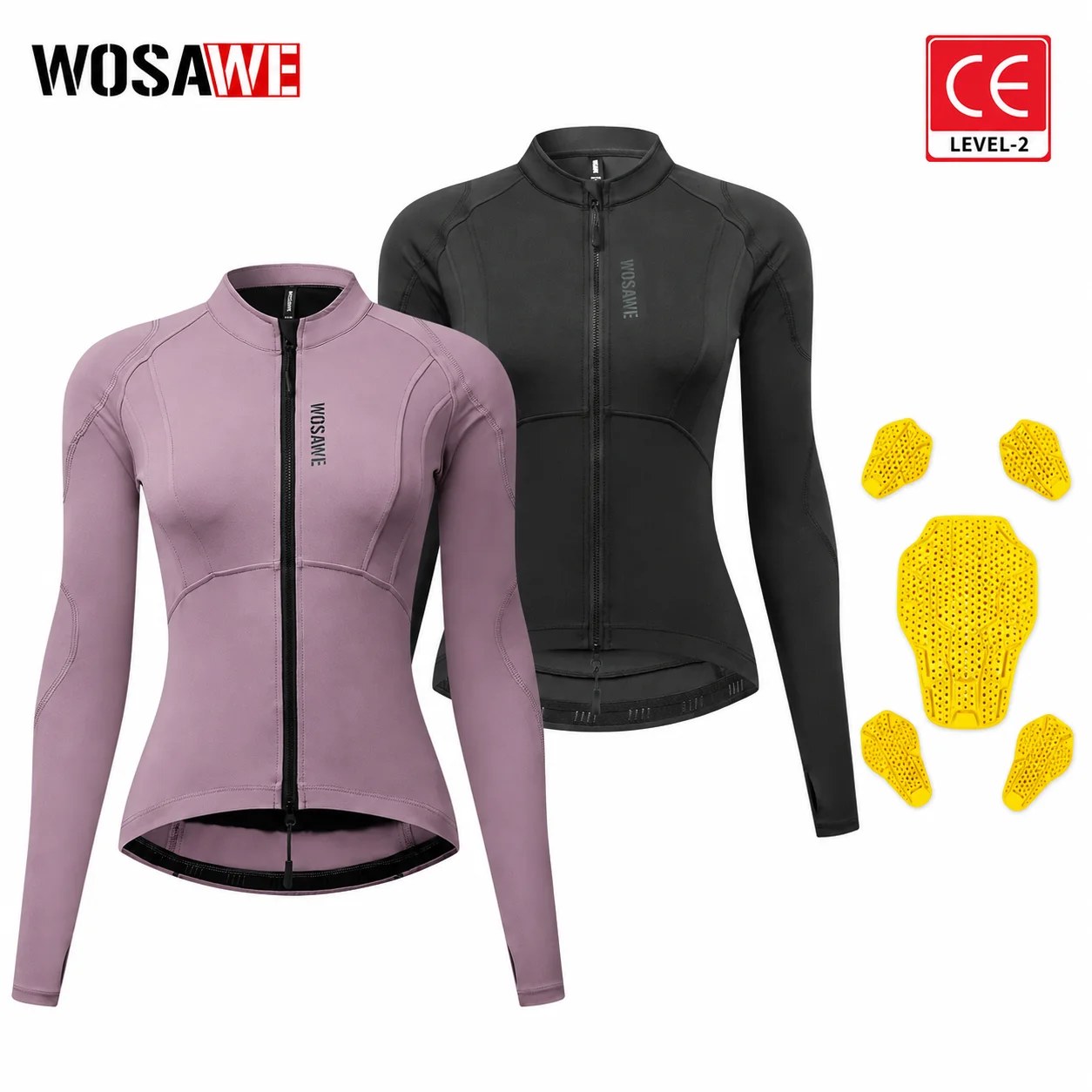 WOSAWE Women Motorcycle Riding Jacket Summer Breathable Stretch Shirt with CE Level 2 Pads YKK Zipper Thumb Holes Moto Gear