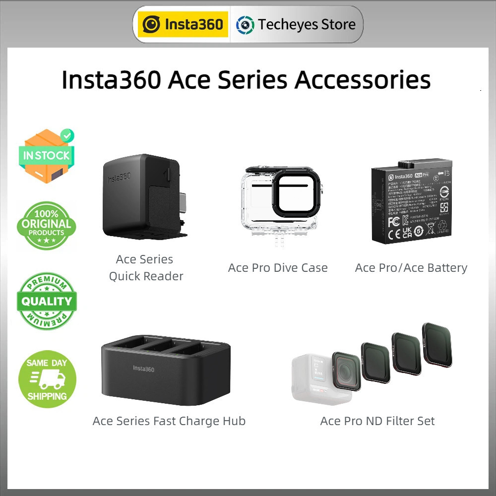 Insta360 Ace Series Essential Accessories - Dive Case/ Quick reader/ Battery/ Fast Charge Hub/ ND Filter Set