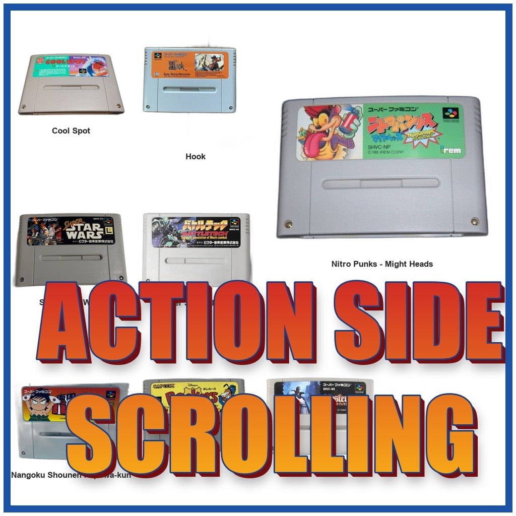 Action / Side Scrolling Side-Scroller Nitro Punks Might Heads/Cool Spot/Hook SFC SNES Super Famicom Used Tested Working