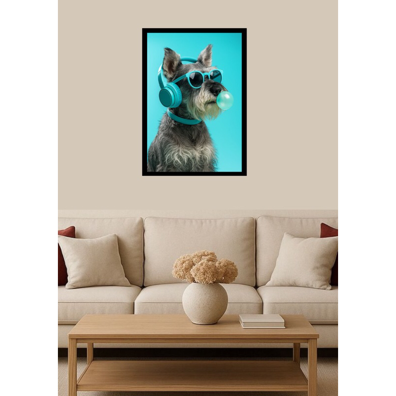 Quadro Decorativo Cachorro Estiloso com Óculos e Fone | Arte Moderna Divertida para Sala, Quarto ou Pet Shop