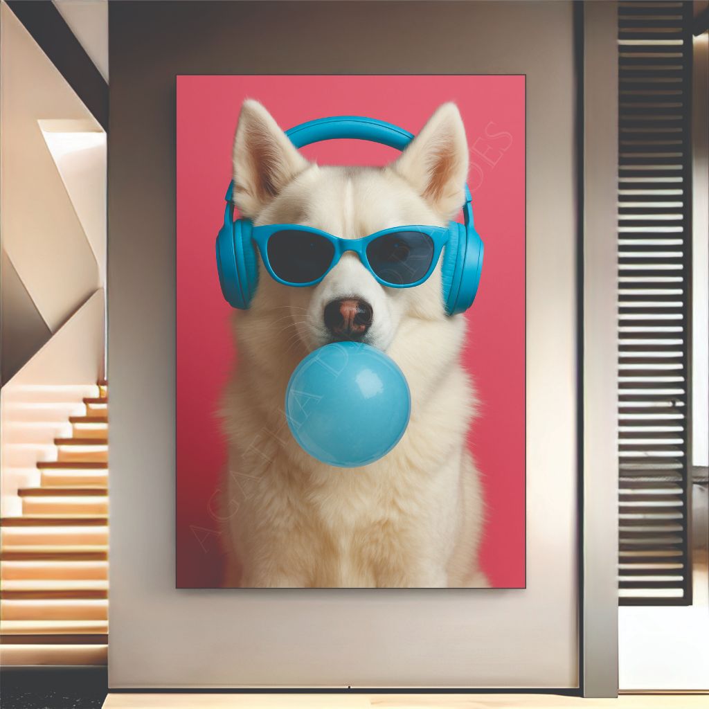Quadro decorativo Husy Seberiano fone ouvido decoração sala quarto pet shop consúltório veterinário