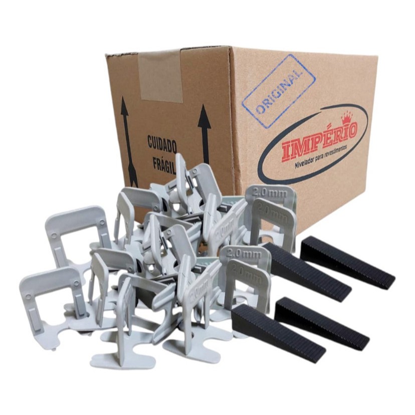 Kit 1000 pçs Espaçador Nivelador com 120 Cunhas Slim Para Porcelanato 1,5mm