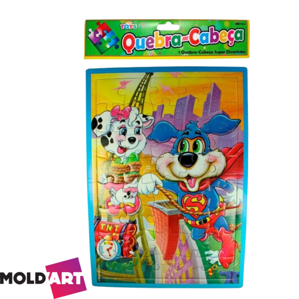 Quebra Cabeça Infantil Cachorro Super Herói Mini Toys com 40 peças