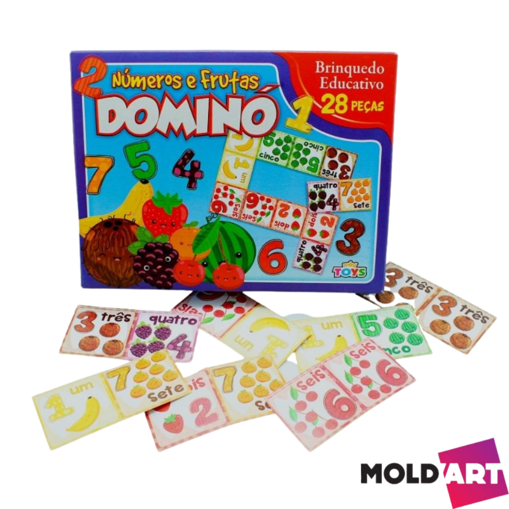 Dominó de Frutas e Numeros com 28 peças Brinquedo Educativo Mini Toys
