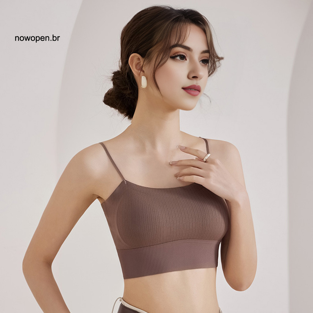 Women Bra Women’s Slim Spaghetti Strap Sports – U-shaped Beauty Back Wire-free Padded Yoga Workout with Elastic Brea