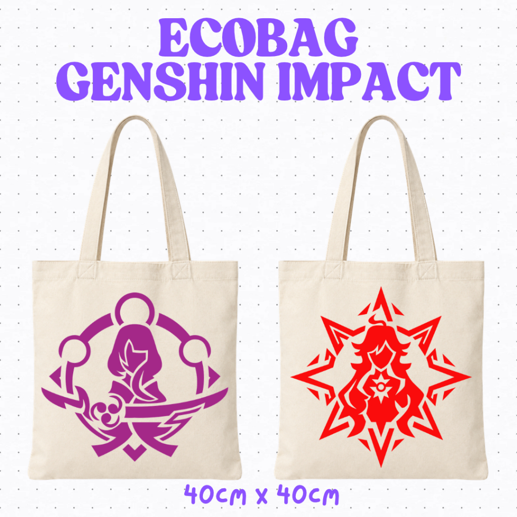 Ecobag Shogun Furina Mavuika Columbina e Nahida • Genshin Impact Sacola Ecológica