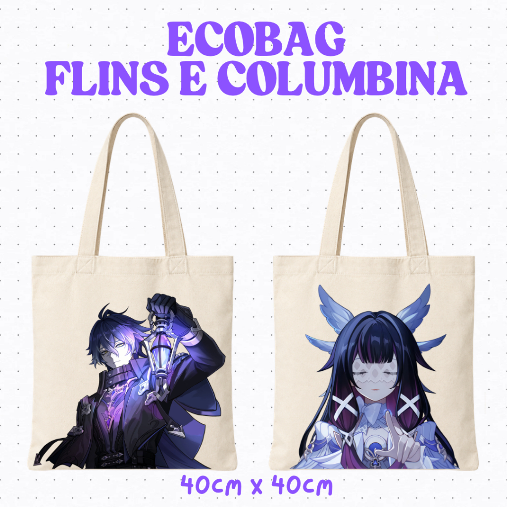 Ecobag Flins e Columbina • Genshin Impact Sacola Ecológica