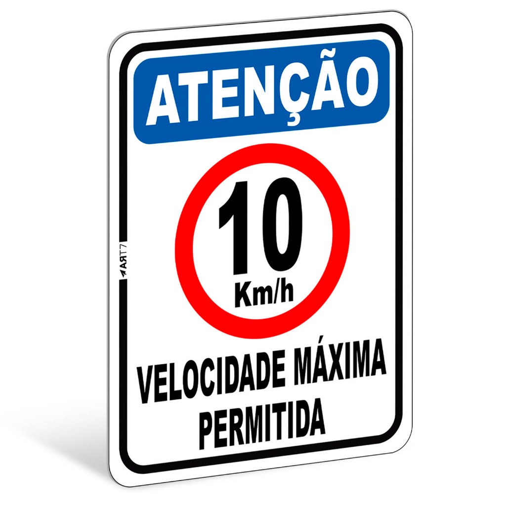 Placa De Sinalização Estacionamento Rua Controle De Velocidade Máxima 10km