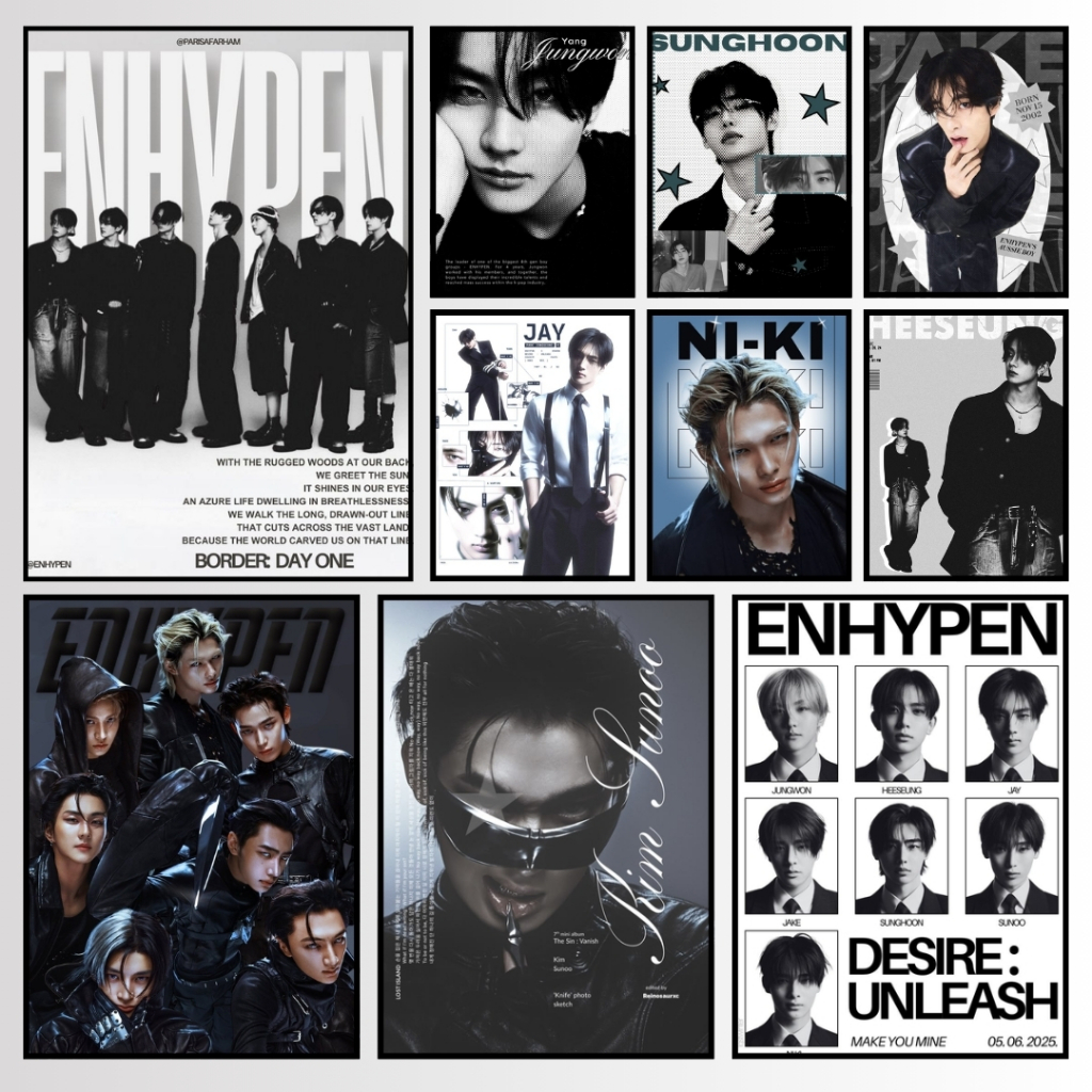 Quadro Decorativo ou Poster ADESIVO 20x30 Plaquinha MDF Enhypen Kpop Grupo Coreano Boy Group