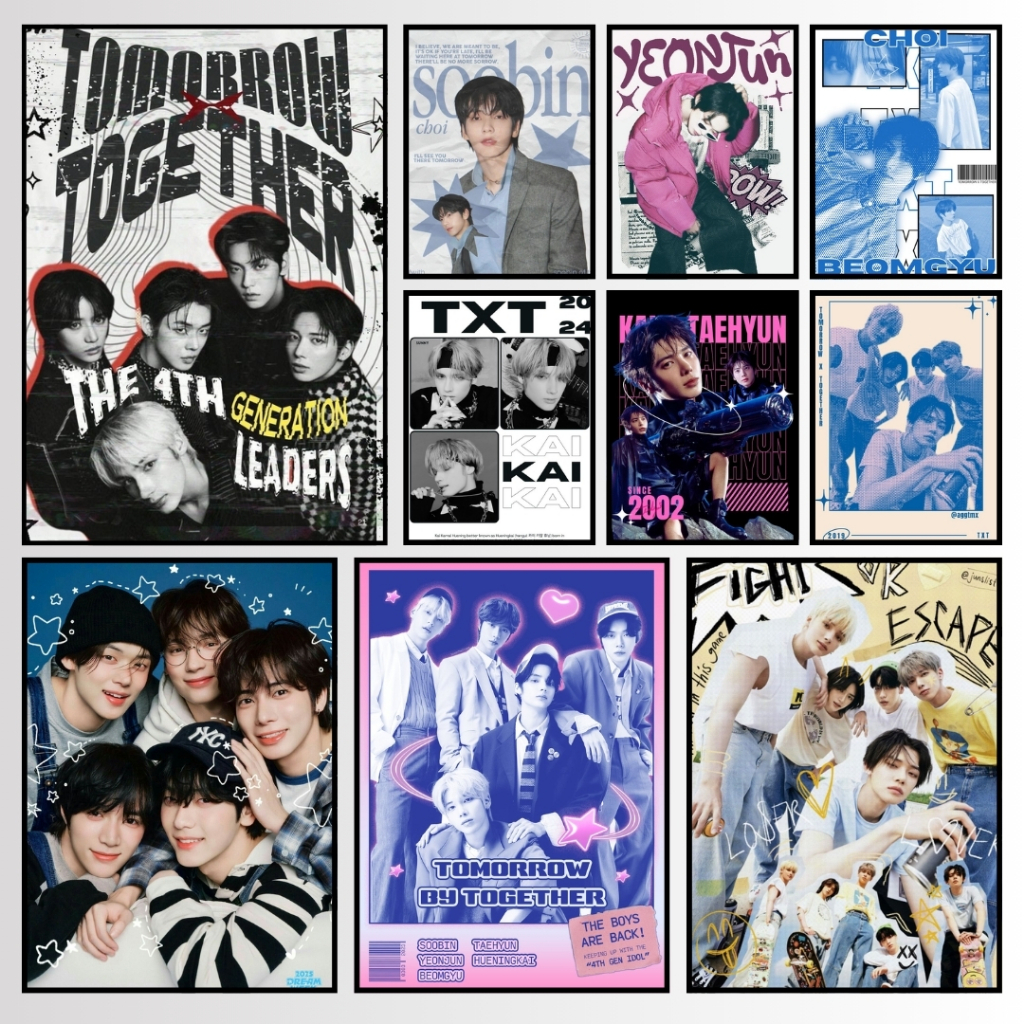 Quadrinho Decorativo ou Poster ADESIVO 20x30 Quadro Tomorrow x Together TXT Kpop Boy Group Placa MDF