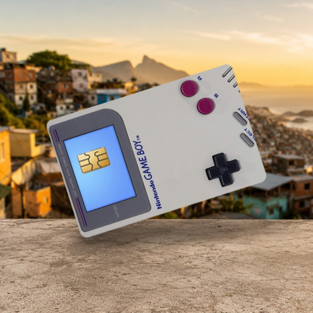 Adesivo Skin Pelicula de Proteção para Cartão de Crédito Game Boy Retro Colors