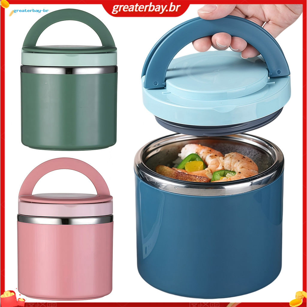 Insulated Stainless Steel Lunch Box with Foldable Handle Leakproof Portable Food Container 630ml/1000ml – Perfect for