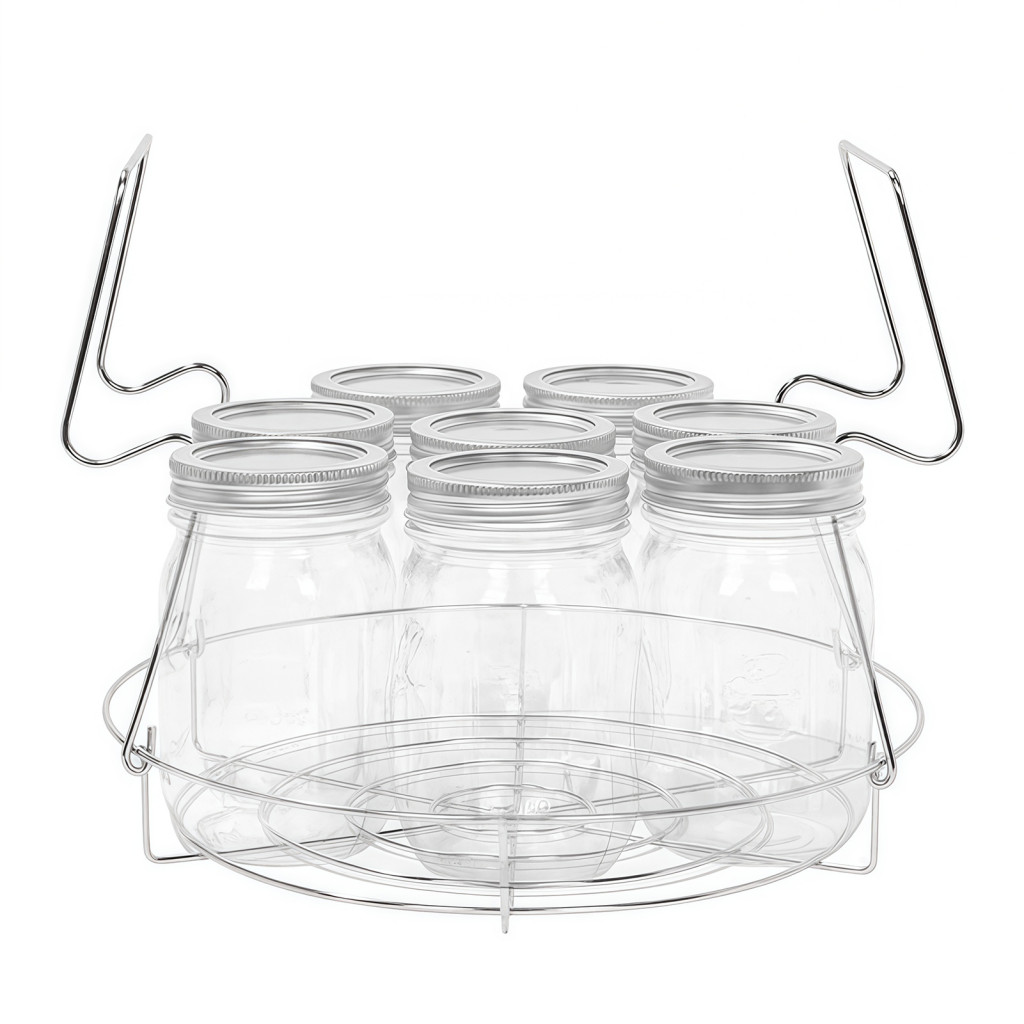Canning Rack for Water Bath Mason Jar Supplies 3-in-1 Stainless Steel with Foldable Handles Anti-scald Lifter Rust-proof
