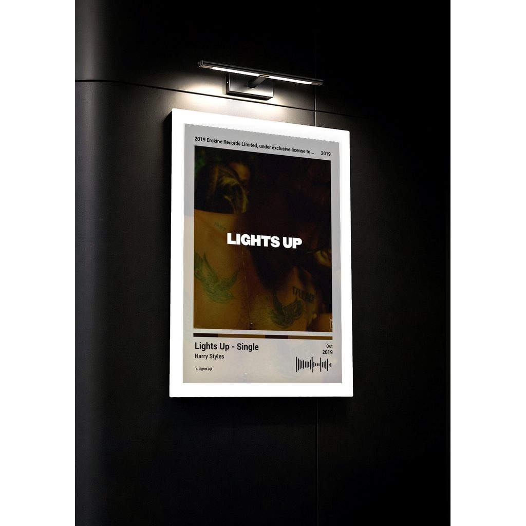 Quadro Harry Style Lights L C/ Vidro e Moldura Branca