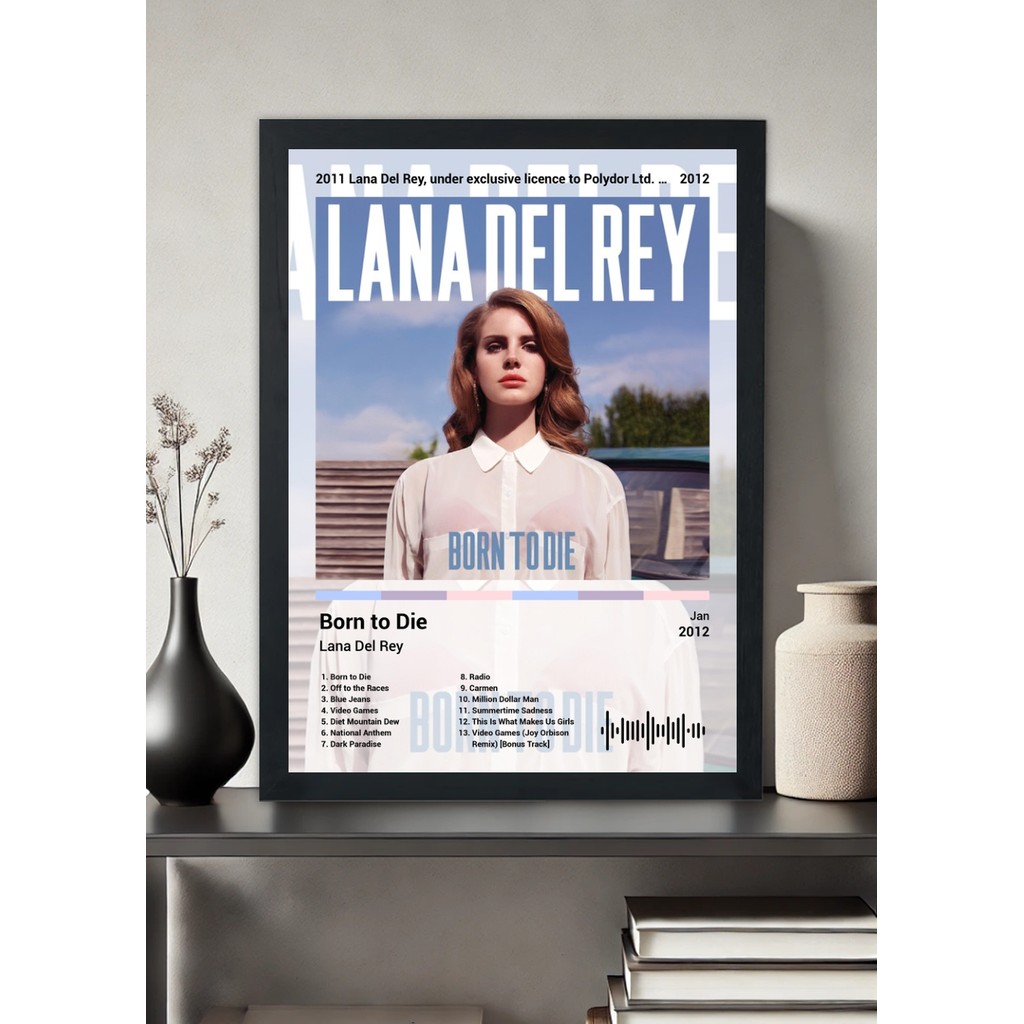 Quadro Decorativo Lana Del Rey Born to Die (Light) Com Vidro