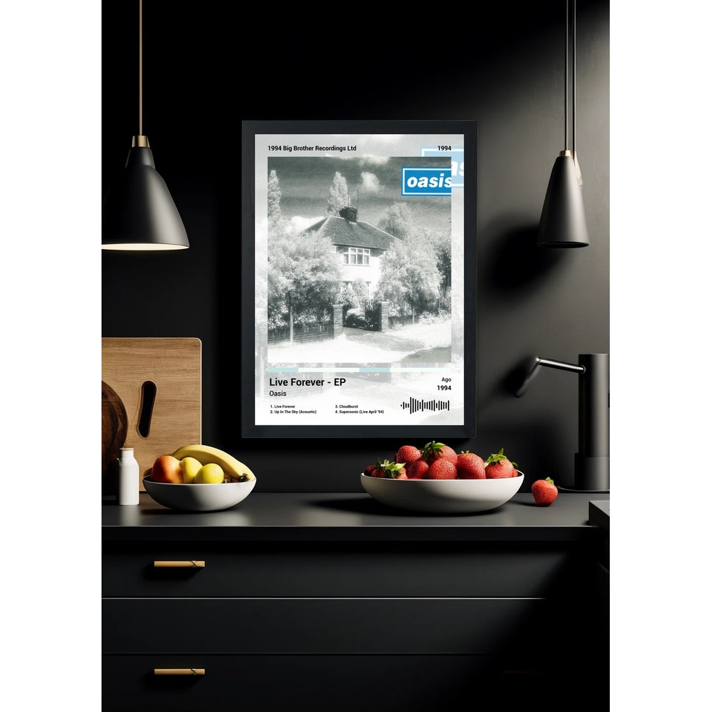 Quadro Decorativo Oasis Live Forever EP (Light) Com Vidro