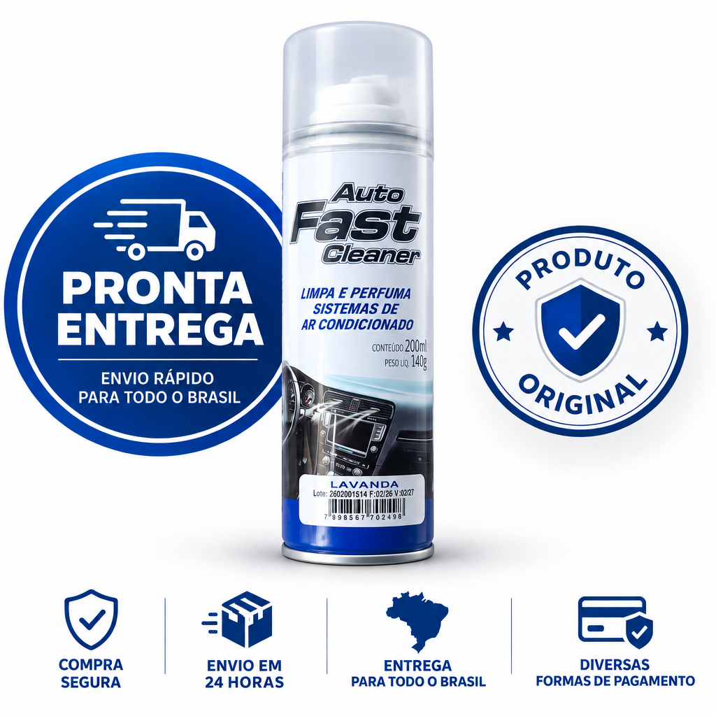 Higienizador Limpa Ar Condicionado Spray Granada Lavanda Auto Fast Cleaner 200ml