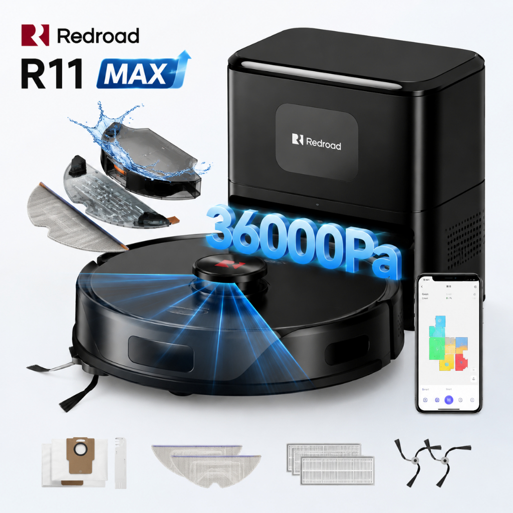 Robô Aspirador LDS Laser 36000Pa 3‑em‑1, Auto‑esvaziar 90 dias, App e Controle de Voz-Redroad R11 Max
