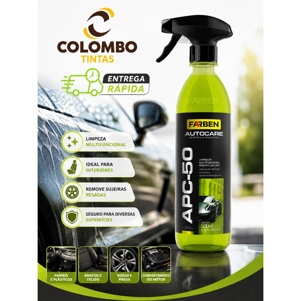 APC-50 Farben Auto Care 500ml Limpador Multiuso Automotivo Desengraxante Removedor de Sujeira e Gordura