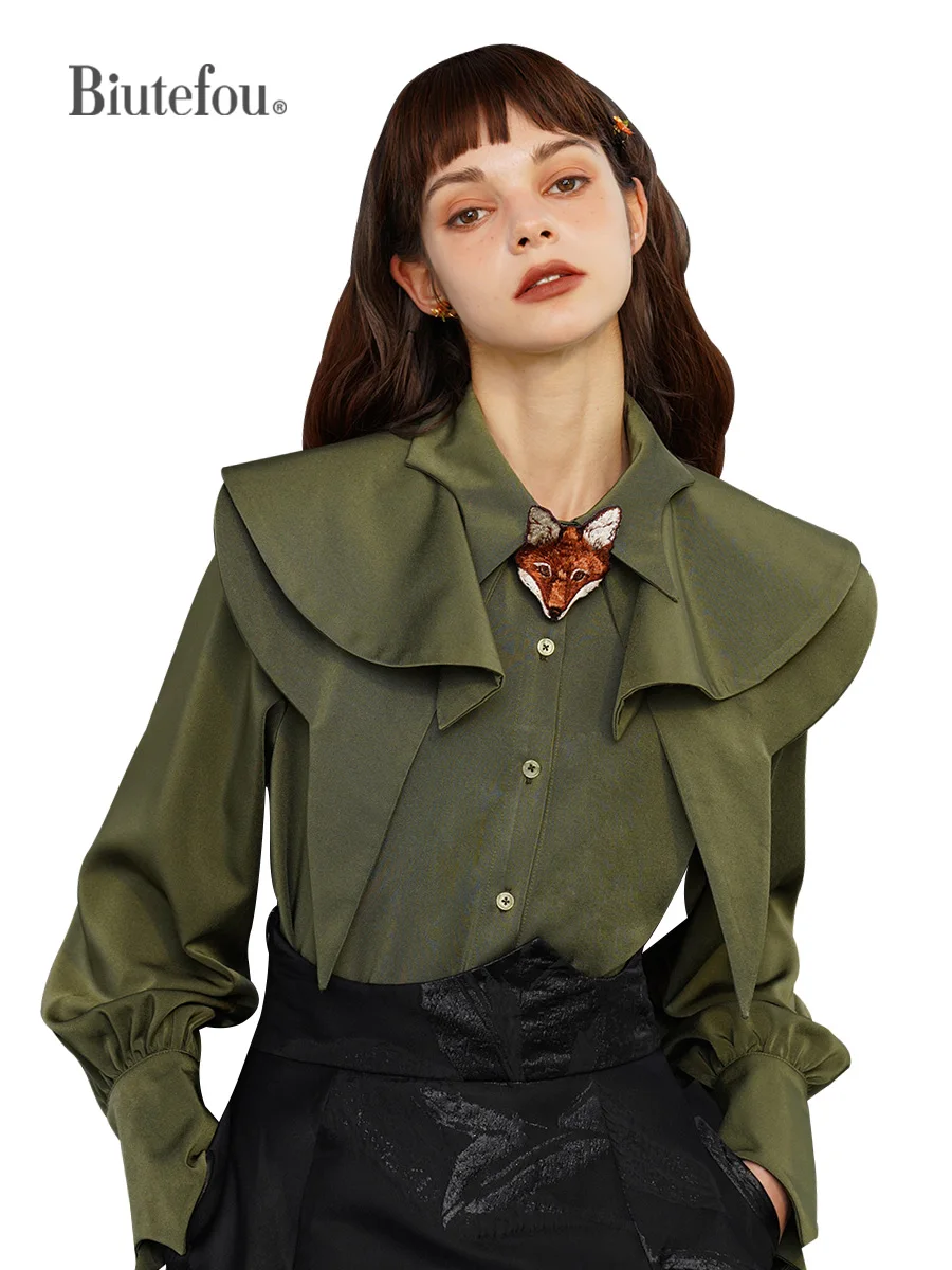 Detachable Cape Shirt for Women, Flexible Matching,Spring and Autumn