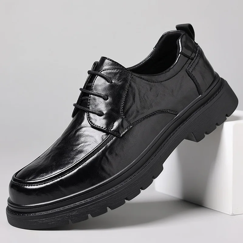 Men's leather shoes for casual business, versatile and comfortable British business formal wear, office professional dress shoes