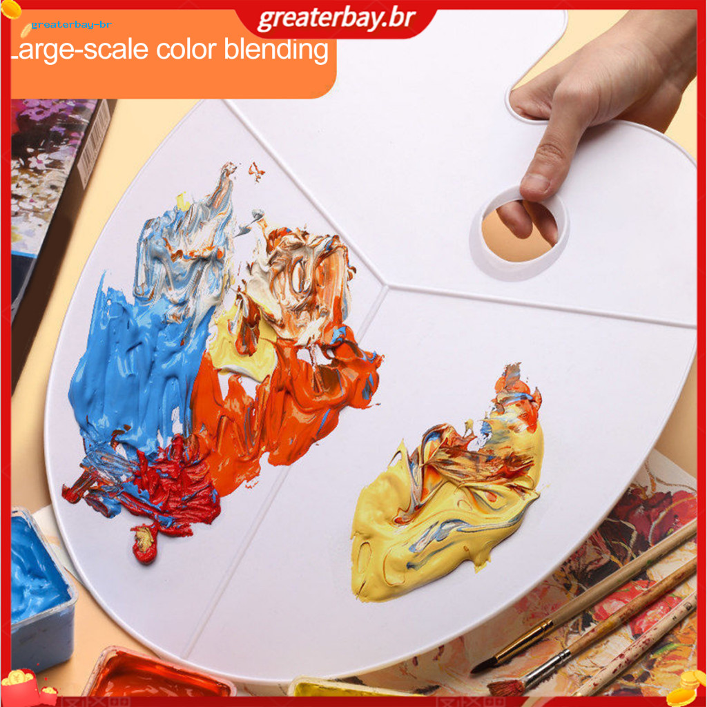 Oval Paint Palette with Thumb Hole Portable Artist Mixing Tray for Acrylic Oil Watercolor Painting Lightweight Durable E