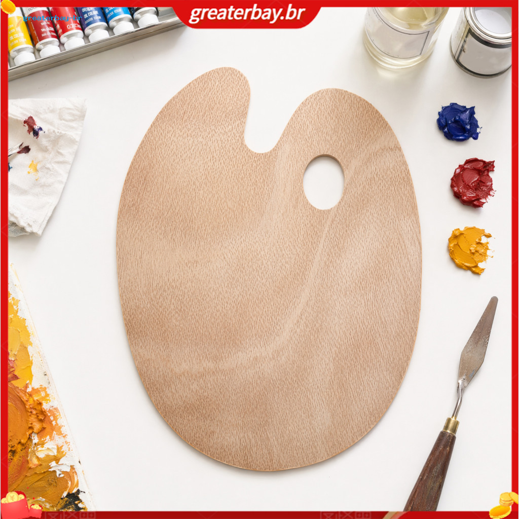 Wooden Paint Palette with Thumb Hole Square Oval Artist Painting Tray for Acrylic Watercolor Oil – Durable Diy Art Cra