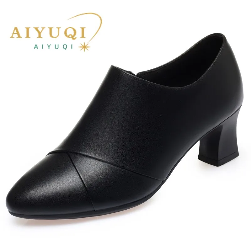 AIYUQI Women's Business Professional Shoes Spring 2026 New Mid-Heel Dress Shoes for Ladies Commuting Pointed-Toe Office Shoes