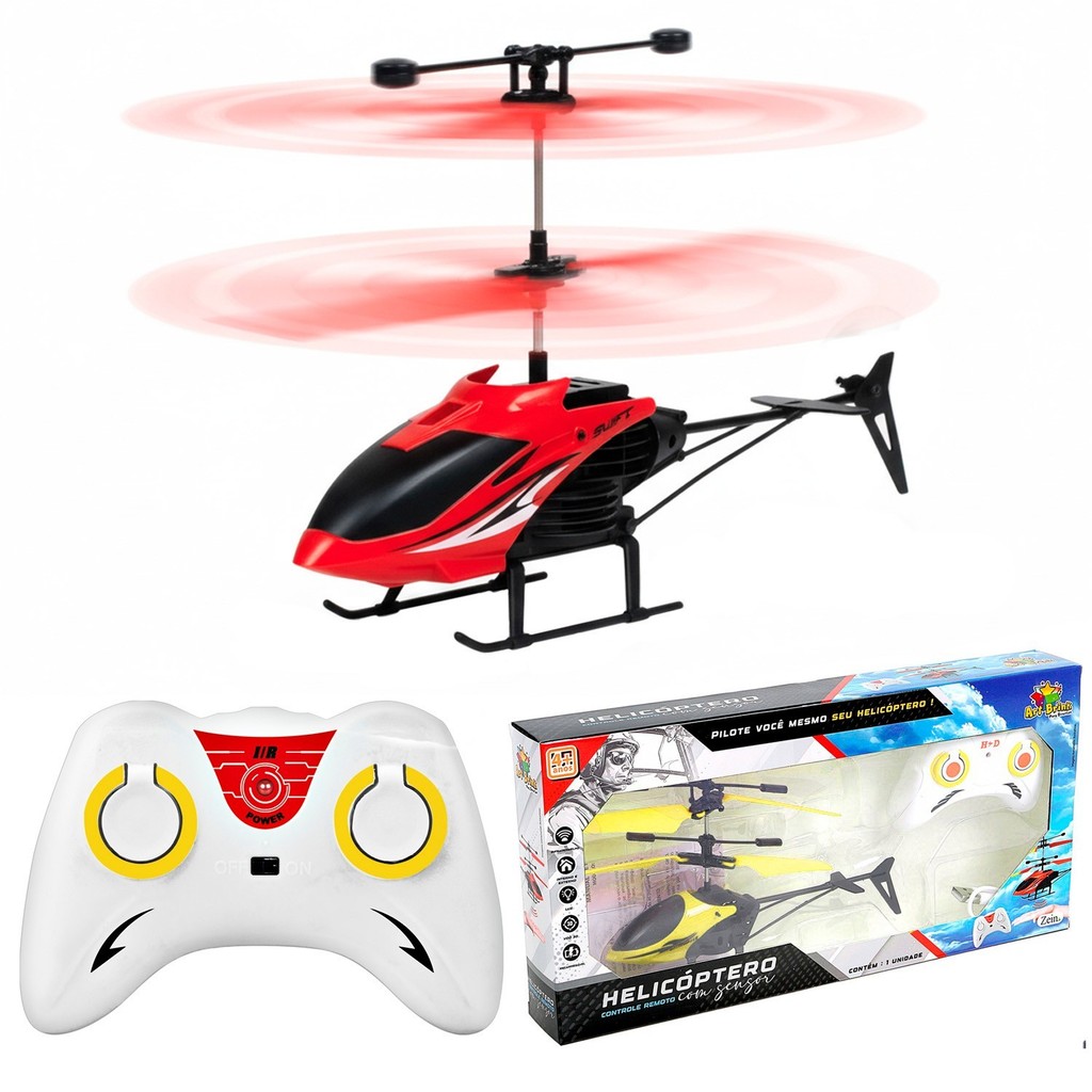 Helicóptero De Controle Remoto Recarregável Drone Sensor Voador Para Crianças - Art Brink