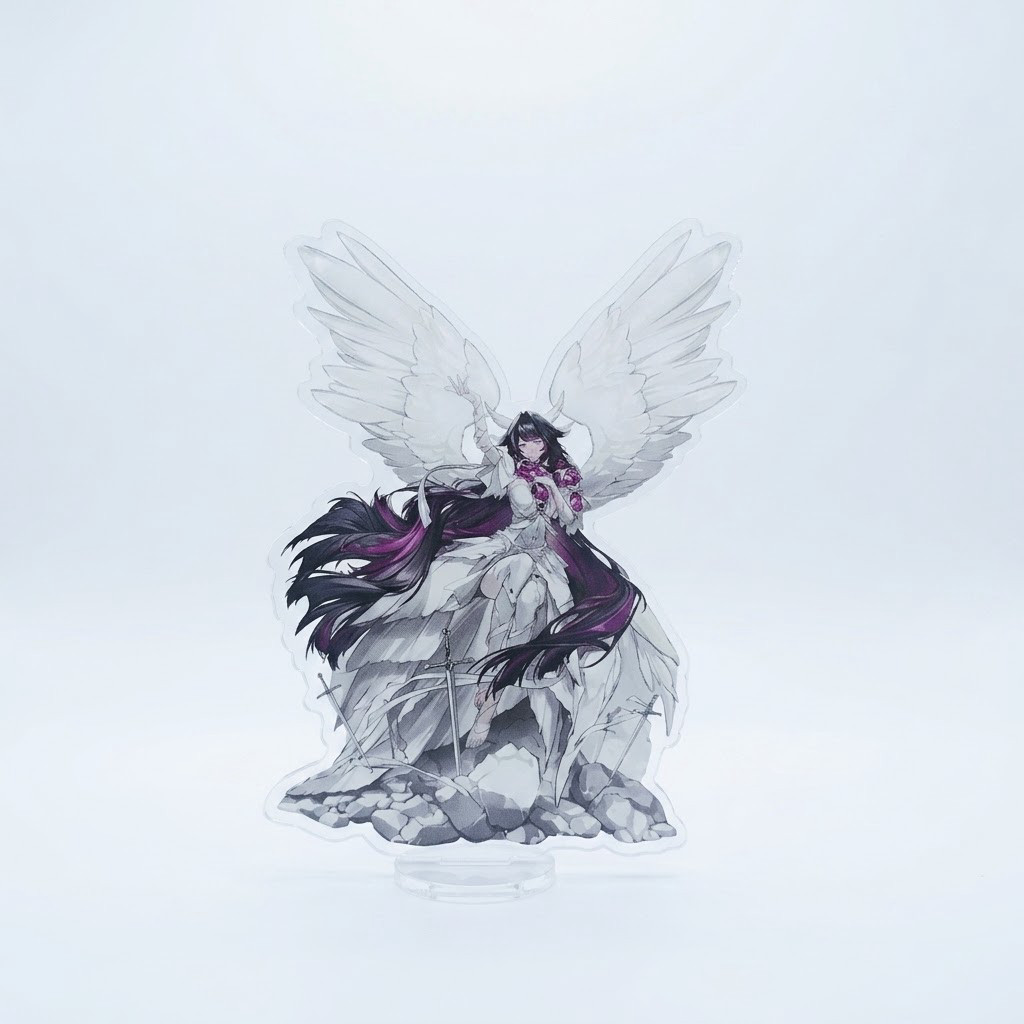 Columbina Damselette Suporte De Acrílico 10 Cm Placa Transparente De Camada Única Design De Corte De Asa De Anjo Vestido