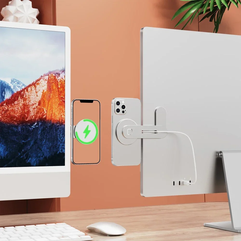 For Magsafe Laptop Notebook Mount Magnetic Phone Holder Stand For Iphone Macbook Mount Magnet Wireless Charging Charger Bracket